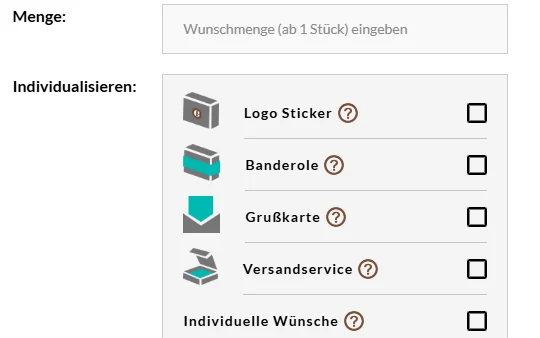 MEIN GENUSS: Wunschmenge und Individualisierung mit Logo-Sticker, Banderole und Grußkarte