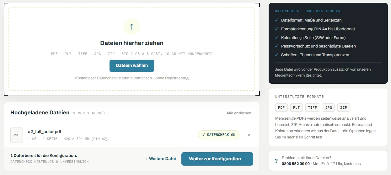 plotplus.de: Upload von Druckdateien mit automatischem Datencheck im Shopware-6-Shop